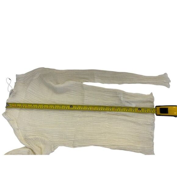 Massimo Dutti Womens Top Small S Ecru Textured wool silk Blouse 5100/555 NWOT - Picture 10 of 11